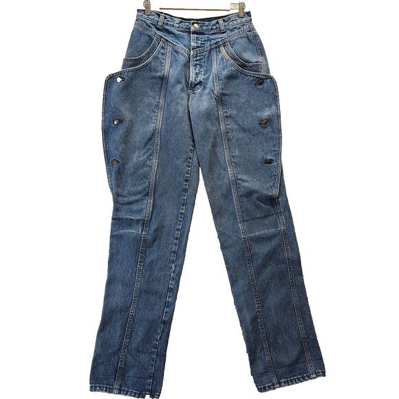 Rockies Jeans Women Size 33/15 Blue Flaps Button Leg High Rise VTG Western - Picture 1 of 16